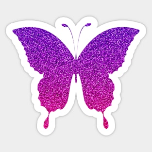 Bright Pink and Purple Ombre Faux Glitter Butterfly Sticker